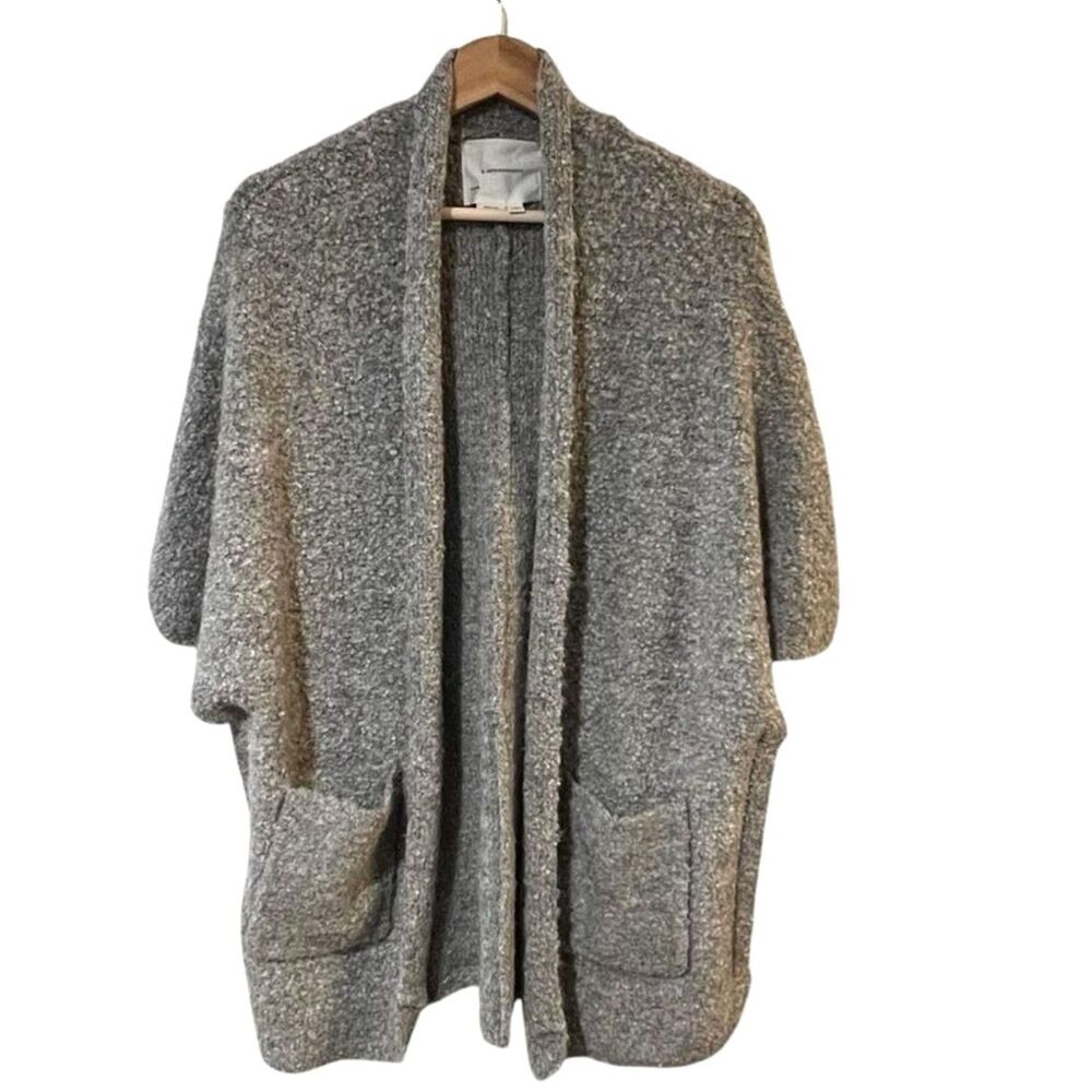 Anthropologie Wool Open Front Cardigan Sweater Sz OS Minimalist Neutral Capsule
